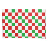 Red White Green Checkered Pattern Design  枕カバー (正面)