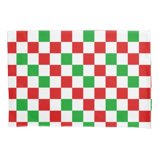 Red White Green Checkered Pattern Design  枕カバー (正面)