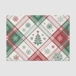 RED WHITE GREEN CHRISTMAS PLAID PATTERN 薄葉紙
