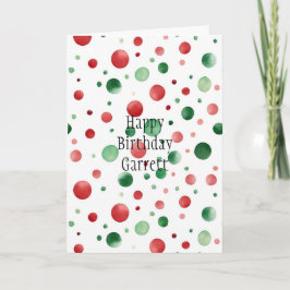 Red White Green Dots Birthday カード