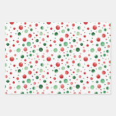 Red White Green Dots Birthday ラッピングペーパーシート (正面3)