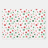 Red White Green Dots Birthday ラッピングペーパーシート (正面2)