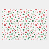 Red White Green Dots Birthday ラッピングペーパーシート (正面)