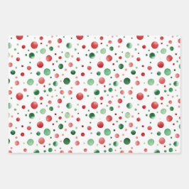 Red White Green Dots Birthday ラッピングペーパーシート