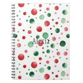 Red White Green Dots Christmas ノートブック