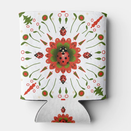Red, white, & green ladybug design  缶クーラー (裏面)