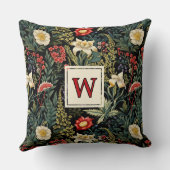 Red White Green Lilies Dahlias Floral Monogram クッション (裏面)