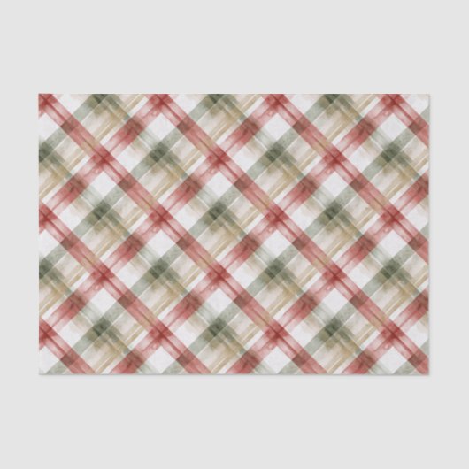 Red White Green Plaid Stripes Christmas 薄葉紙 (正面)