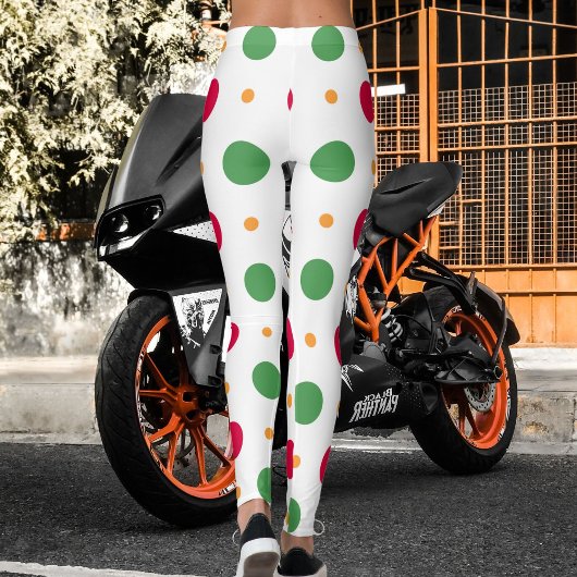 Red White Green Polka Dot Pattern Winter Christmas レギンス