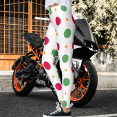 Red White Green Polka Dot Pattern Winter Christmas レギンス