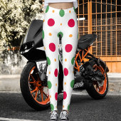 Red White Green Polka Dot Pattern Winter Christmas レギンス