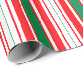 Red White & Green Striped Christmas Wrapping Paper ラッピングペーパー (ロールコーナー)