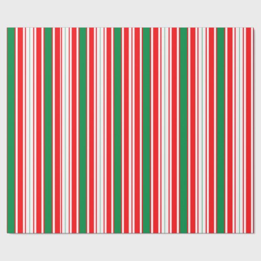 Red White & Green Striped Christmas Wrapping Paper ラッピングペーパー (シーム)