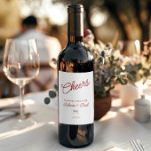 Red & White Hand Drawn Bow Sketch Wedding ワインラベル