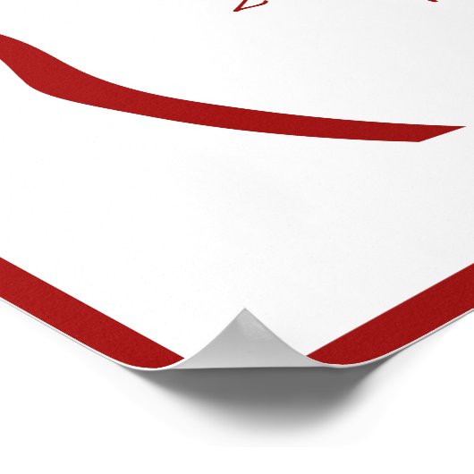 Red & White Hand Drawn Bow Wedding Welcome Sign ポスター (角)