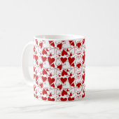 Red & White Heart Pattern Love-Themed コーヒーマグカップ (正面左)