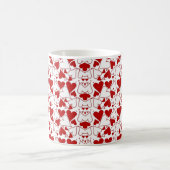 Red & White Heart Pattern Love-Themed コーヒーマグカップ (中央)