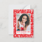 Red + White Heart Valentine's Classroom Photo Card ノートカード (正面)