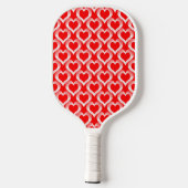 Red White Hearts Pattern ピックルボールラケット (裏面)