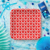 Red White Hearts Pattern ペーパープレート (パーティー)
