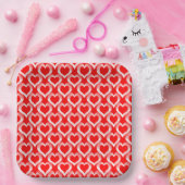 Red White Hearts Pattern ペーパープレート (パーティー)