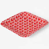 Red White Hearts Pattern ペーパープレート (傾斜あり)