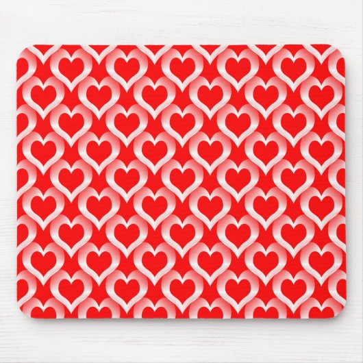 Red White Hearts Pattern マウスパッド (正面)