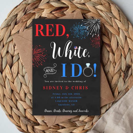 Red White & I Do 7月4日 ウェディングインビテーション 招待状