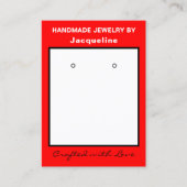 Red White Jewelry Earrings Display QR Codes 名刺 (正面)