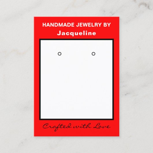Red White Jewelry Earrings Display QR Codes 名刺 (正面)