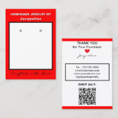 Red White Jewelry Earrings Website QR Code 名刺 (正面/裏面)