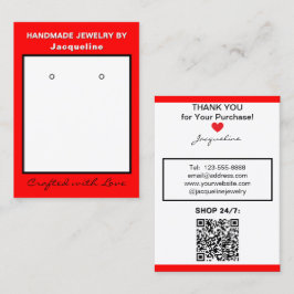 Red White Jewelry Earrings Website QR Code 名刺