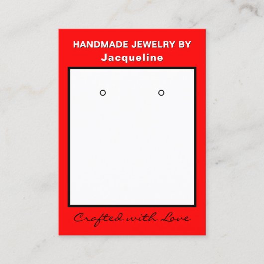 Red White Jewelry Earrings Website QR Code 名刺 (正面)