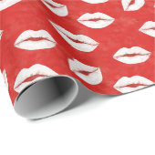 Red White Kiss Lips Flirty Love Valentine's day ラッピングペーパー (ロールコーナー)