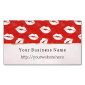 Red White Lips Kiss Business name website マグネット名刺 (正面)