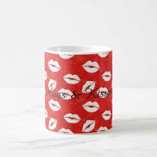 Red White Lips Kisses Valentine's Day Flirty Love コーヒーマグカップ (中央)