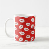 Red White Lips Kisses Valentine's Day Flirty Love コーヒーマグカップ (左)