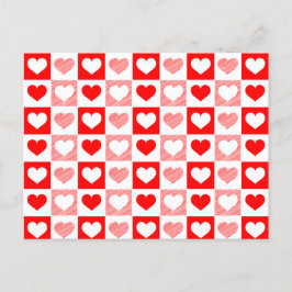 Red White Love hearts Valentine's Day  ポストカード
