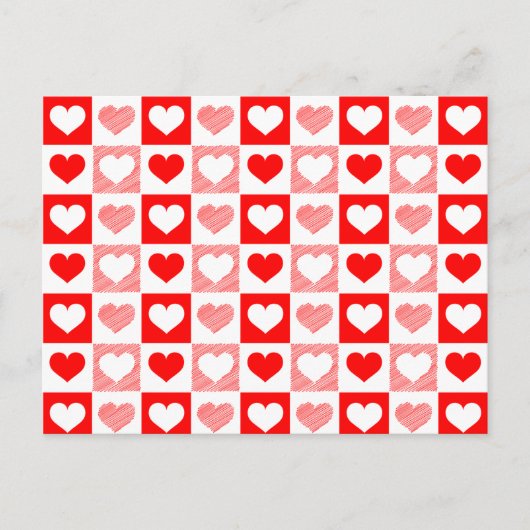 Red White Love hearts Valentine's Day  ポストカード (正面)
