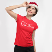 Red White Merry Christmas Typography Tシャツ