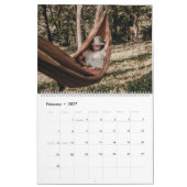 Red & White Minimalist Aesthetic Family Photo カレンダー (2月 2027)