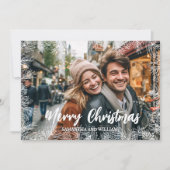 Red White Modern Elegant Family Photo Christmas シーズンカード (正面)