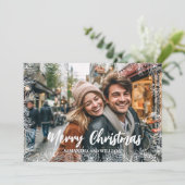 Red White Modern Elegant Family Photo Christmas シーズンカード (スタンド正面)