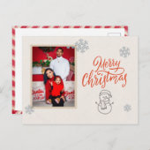 Red White Modern Illustrated Christmas Postcard ポストカード (正面/裏面)