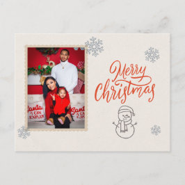 Red White Modern Illustrated Christmas Postcard ポストカード