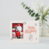 Red White Modern Illustrated Christmas Postcard ポストカード (スタンド正面)