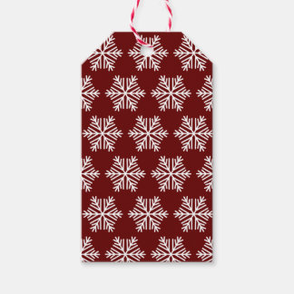 Red White Modern Snowflake Christmas Pattern  ギフトタグ