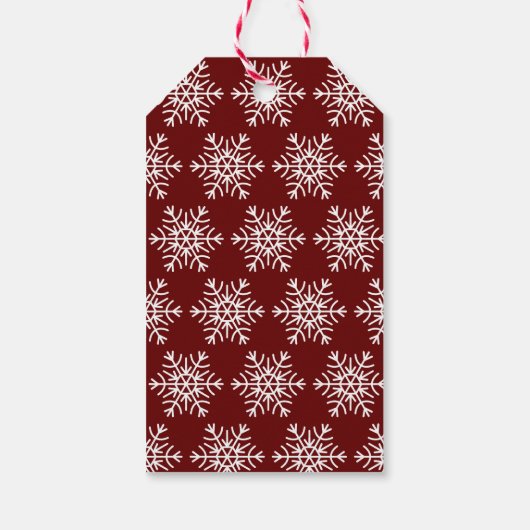 Red White Modern Snowflake Christmas Pattern ギフトタグ (裏面)