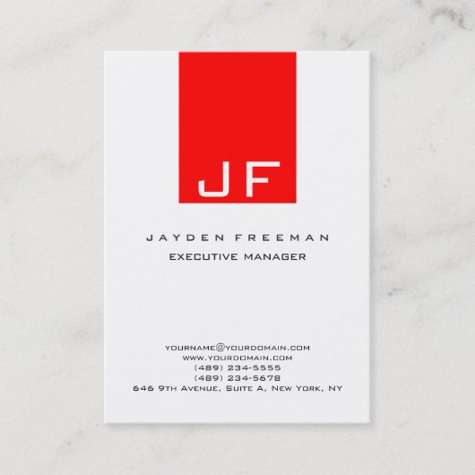 Red White Monogramエグゼクティブマネージャーディレクター 名刺 (正面)