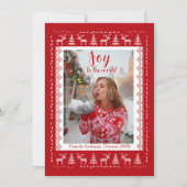 Red White Nordic Sweater Photo Flat Holiday Card シーズンカード (正面)